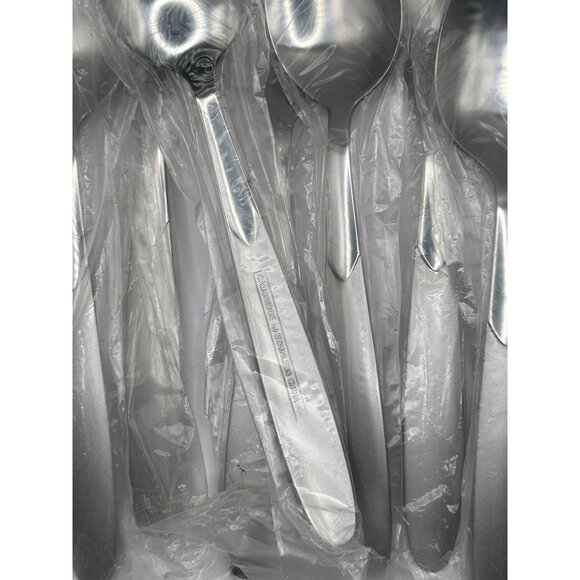 Cambridge Silver Crescent Stainless Teaspoons Set Of 11 Frost Handle Glossy Bowl - Picture 5 of 6